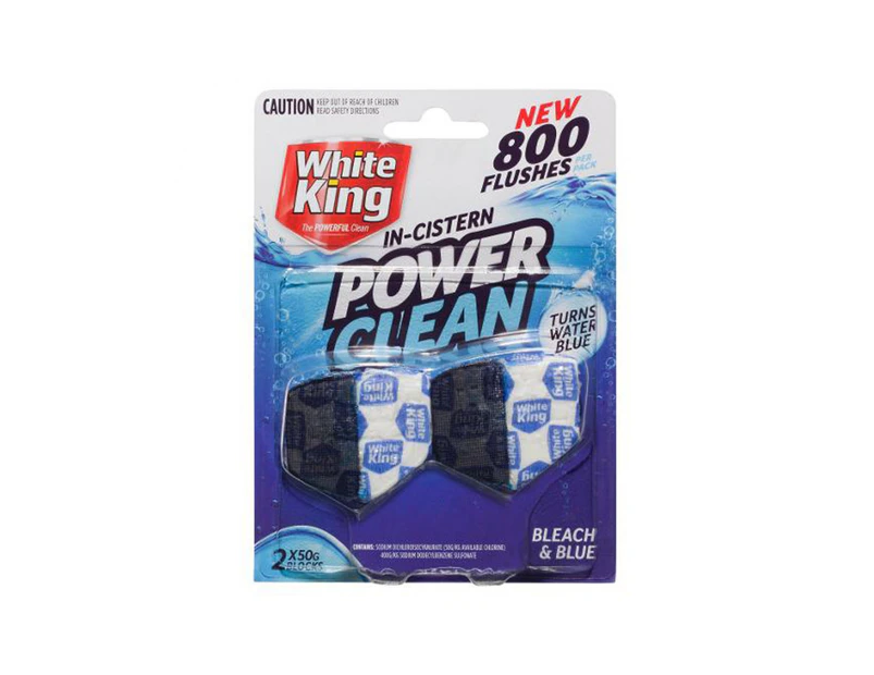 6 x White King In Cistern Block Bleach & Blue 2 Pack 50gm x 6