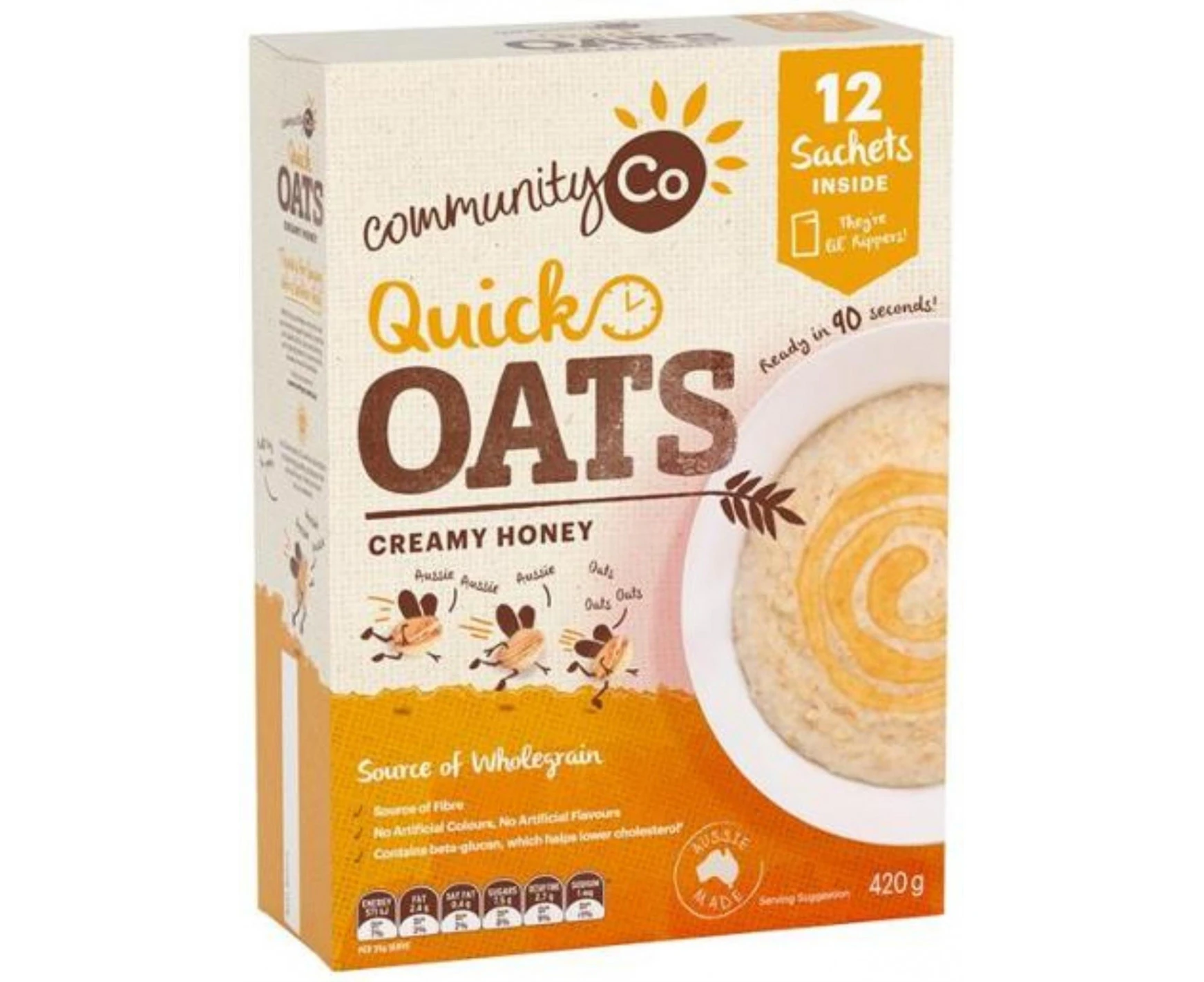 Community Co Creamy Honey Quick Oats 420gm x 6