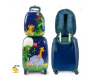 Costway 2PC Kids Luggage Set Travel Trolley 16''+13'' Suitcase Backpack Set Carry On Bag - Jungle, Kids Gift