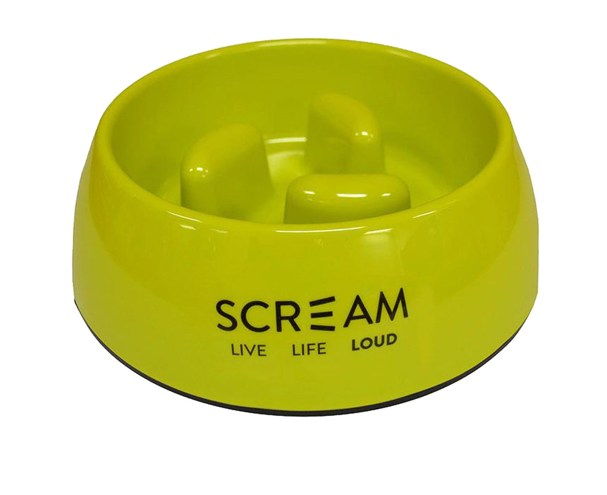 Scream Round Slow-Down Pillar Dog Bowl Loud Green 400ml