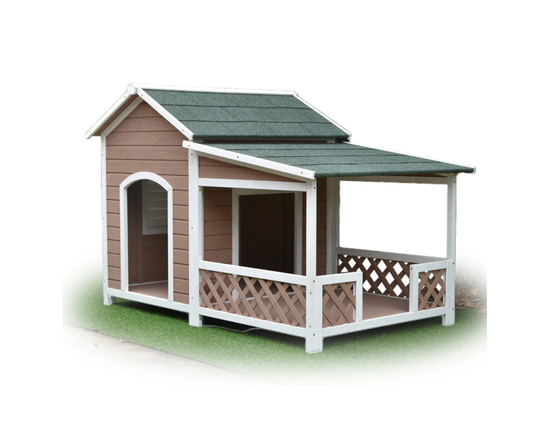 PawHub Large Wooden Pet Dog Kennel Timber House Wood Cabin Outdoor Patio Deck