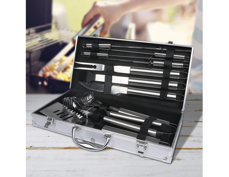 Moyasu 10Pcs BBQ Tool Set Stainless Steel Outdoor Barbecue accessory Grill Cook