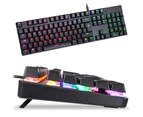 RGB LED Backlit Wired Mechanical Gaming Keyboard,104 Gaming Keyboard-Black Green Shaftkey
