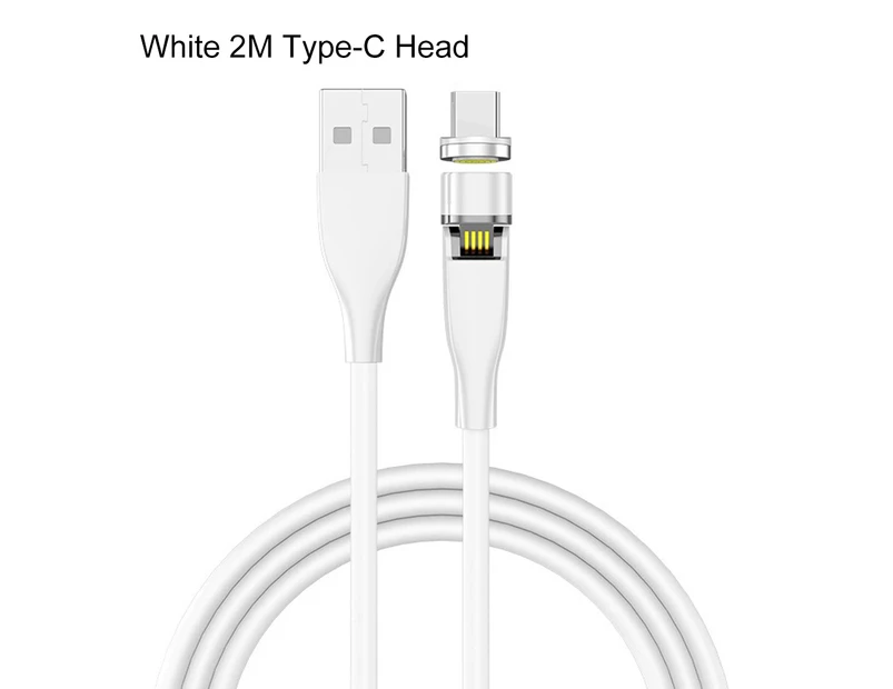 540 Degree Rotation Magnetic Fast Charging Type-c Micro-USB Cable-White 2M Type-C Head
