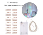 Sunshine 2/4M Photo Clip Holder LED Strings Light Christmas Wedding Party Home Decoration- Colorful Light 2m 20LED
