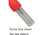 Tea Infuser Cute Tea Strainer for Loose Tea Fine Mesh Stainless Steel Tea Ball Steeper & Diffuser with SIlicone Lid for Tea Cup & Mug red