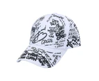 Baseball Cap Letter Graffiti Print Casual Wide Brim Breathable Windproof Sun Protection Adjustable Outdoor Women Men Sport Hat for Daily Life G