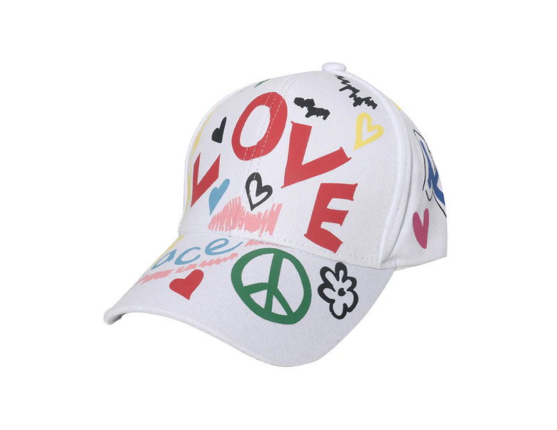 Baseball Cap Letter Graffiti Print Casual Wide Brim Breathable Windproof Sun Protection Adjustable Outdoor Women Men Sport Hat for Daily Life M