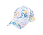 Baseball Cap Letter Graffiti Print Casual Wide Brim Breathable Windproof Sun Protection Adjustable Outdoor Women Men Sport Hat for Daily Life B