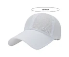 Baseball Cap Buckle Closure Sun Protection Breathable Solid Color Outdoor Hat for Women White