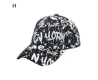 Baseball Cap Letter Graffiti Print Casual Wide Brim Breathable Windproof Sun Protection Adjustable Outdoor Women Men Sport Hat for Daily Life H