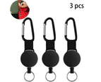 3 Pcs Retractable Keychain Retractable Badge Holder Reel Clip  Badge Holder with Steel Wire Rope
