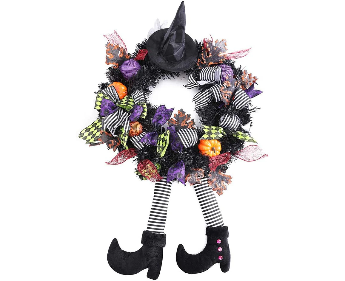 Halloween Wreath Front Door Decoration Party Decoration $ Halloween Wreath Door Hanging Wreath Wreath Witch