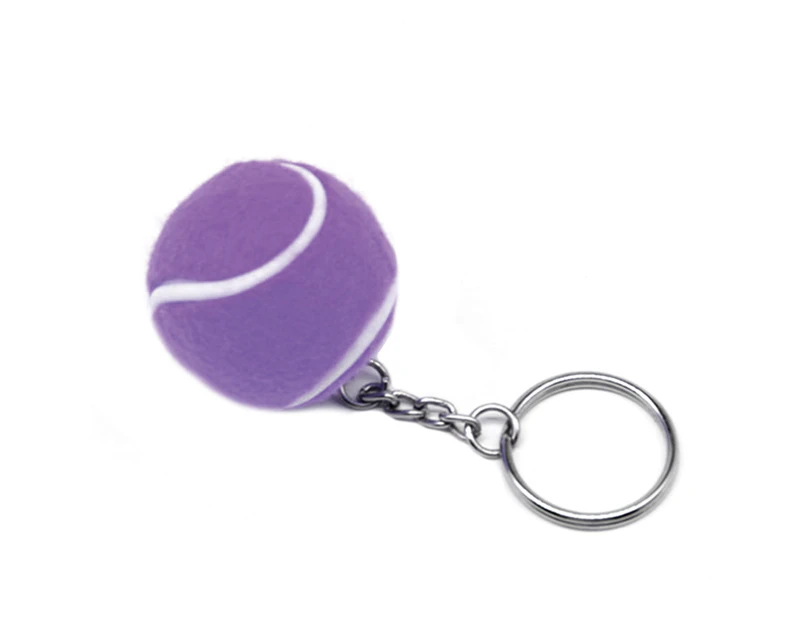Key Ring Soft Lovely Flocking Mini Sport Ball Tennis Keychain for Kids Purple