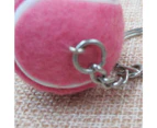 Key Ring Soft Lovely Flocking Mini Sport Ball Tennis Keychain for Kids Rose Red