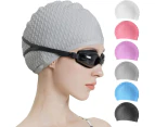 Silicone Swim Cap, Comfortable Shower Cap For Curly Hair Short Hair Medium Length Hair, Men'S And Women'S Swimming Cap - Grey