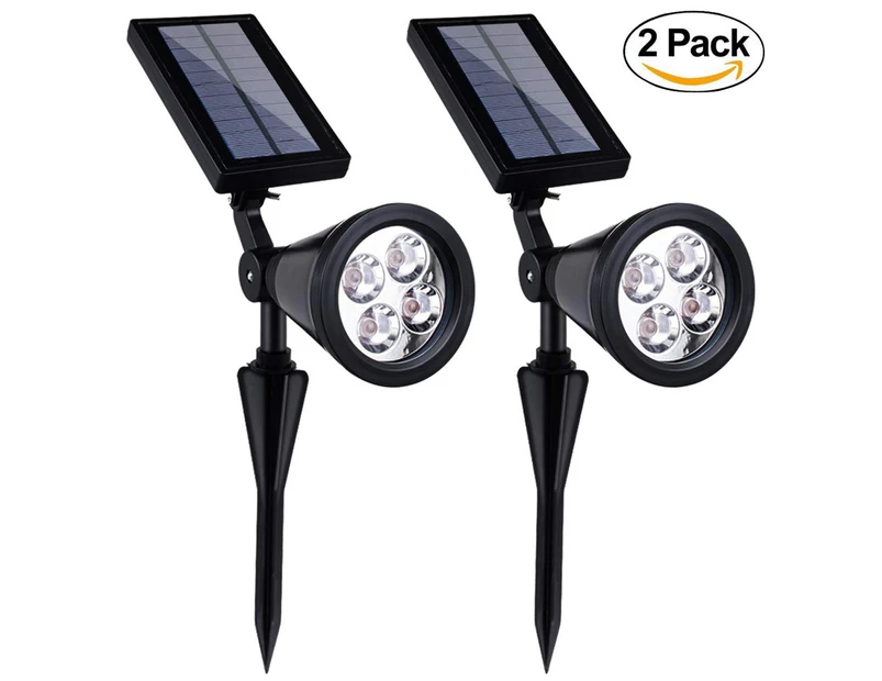 2Pcs Solar Spotlight Landscape Light, 4 Led Single Color Bright & Dark Sensor Solar Garden Lights
