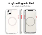 Frosted NFC Chips Vibration Function Mobile Phone Cover Electroplating Magnetic Phone Protective Cover Back Shell-White for iPhone 13 Pro Max