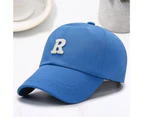 Peaked Hat Buckle Adjustable Washable Letter Decor Unisex Sun Protection Women Hat Headwear Blue