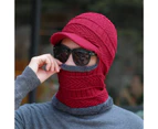 Men Women Winter Stretchy Knitted Hat Neck Gaiter Full Face Cover Warm Balaclava Black