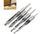 4Pcs Square Hole Drill Bits For Mortise Hole Saw, Diy Woodworking Drill Bit Set, 6.4Mm/8Mm/9.5Mm/12.7Mm