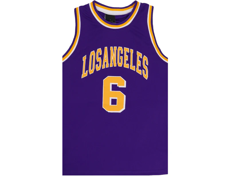 New Men's Basketball Jersey Sports T Shirt Tee Vest Tops Gym Chicago Los Angeles - Purple - Los Angeles 6