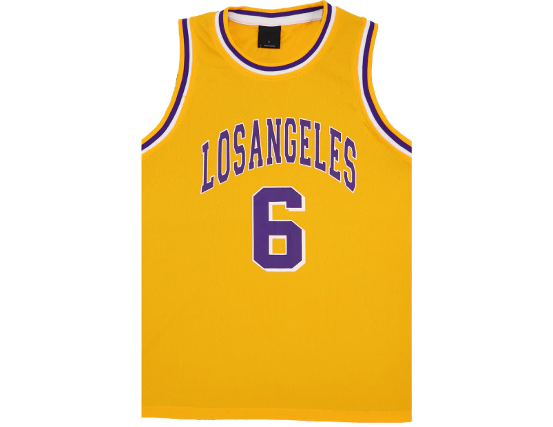 New Men's Basketball Jersey Sports T Shirt Tee Vest Tops Gym Chicago Los Angeles - Yellow - Los Angeles 6