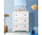 Oikiture 3 Chest of Drawers Tallboy Bedside Table Hamptons Storage Cabinet