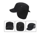 Winter Hat Warm Good Thermal Insulation Earflap Inner Lining Plush Baseball Hat for Skiing Black