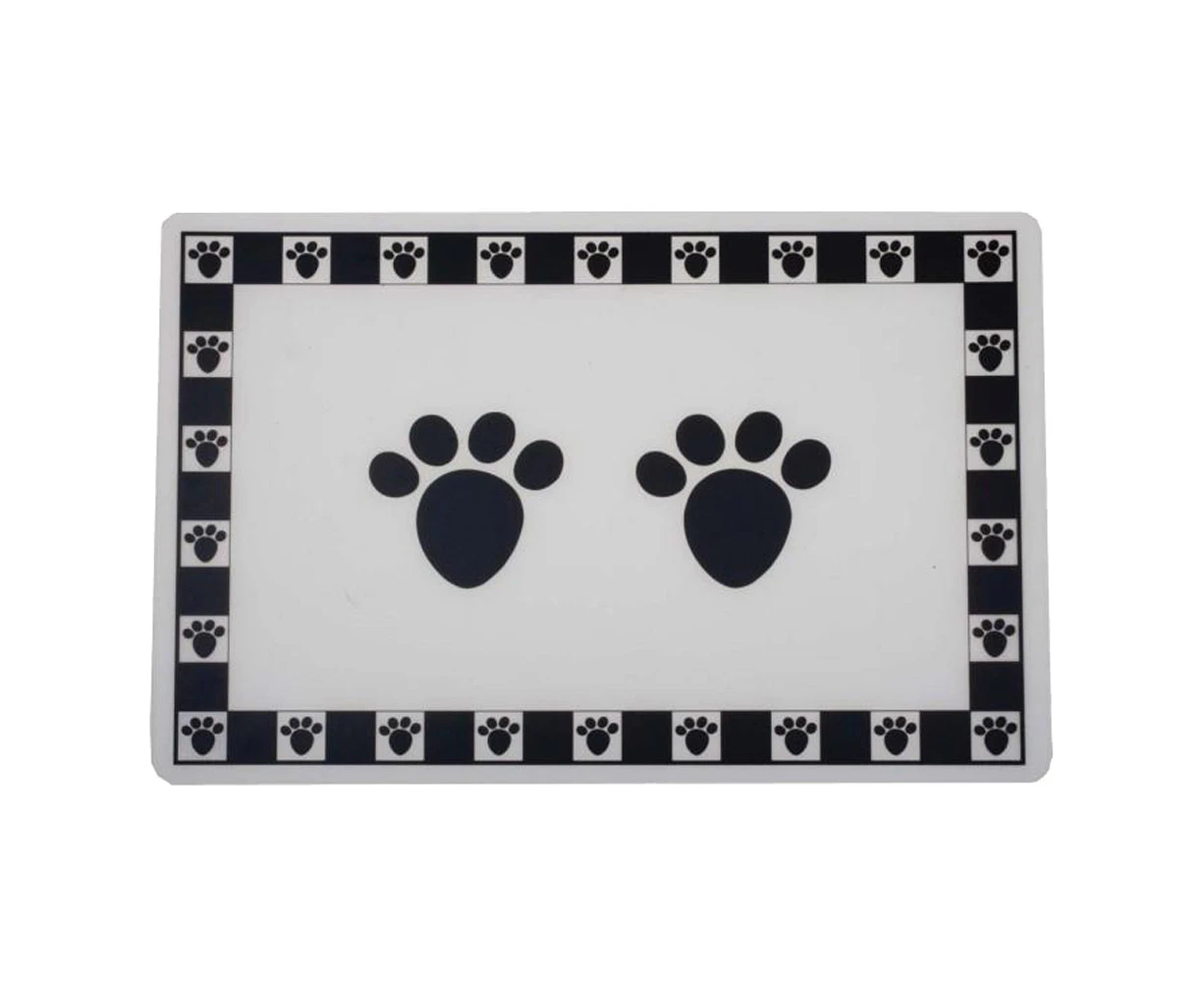 Petrageous Pet Paws Print Pet Placement Mat Black 29 x 48cm