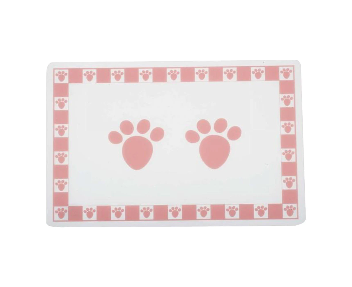 Petrageous Pet Paws Print Pet Placement Mat Pink 29 x 48cm