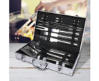 Moyasu 18Pcs BBQ Tool Set Stainless Steel Outdoor Barbecue accessory Grill Cook - Sliver