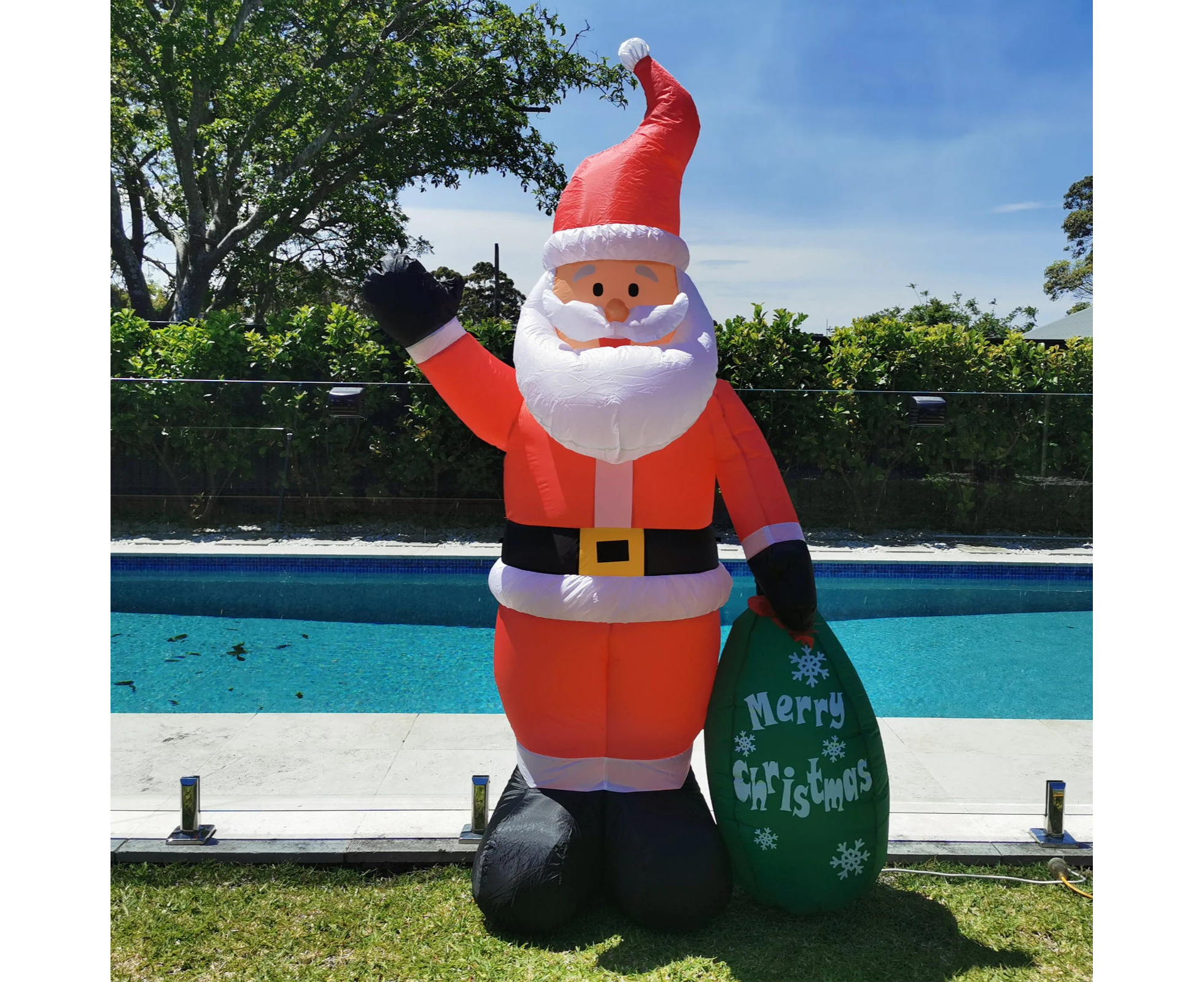 Christmas Decoration Inflatable 210cm Santa With Gift Bag LED Lit