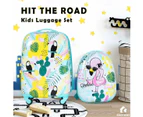 Costway 2PC Luggage Set Kids Travel Trolley 16"+13" Suitcase Backpack Set Carry On Bag, Cute Flamingo Pattern, Kids Gift