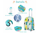 Costway 2PC Luggage Set Kids Travel Trolley 16"+13" Suitcase Backpack Set Carry On Bag, Cute Flamingo Pattern, Kids Gift