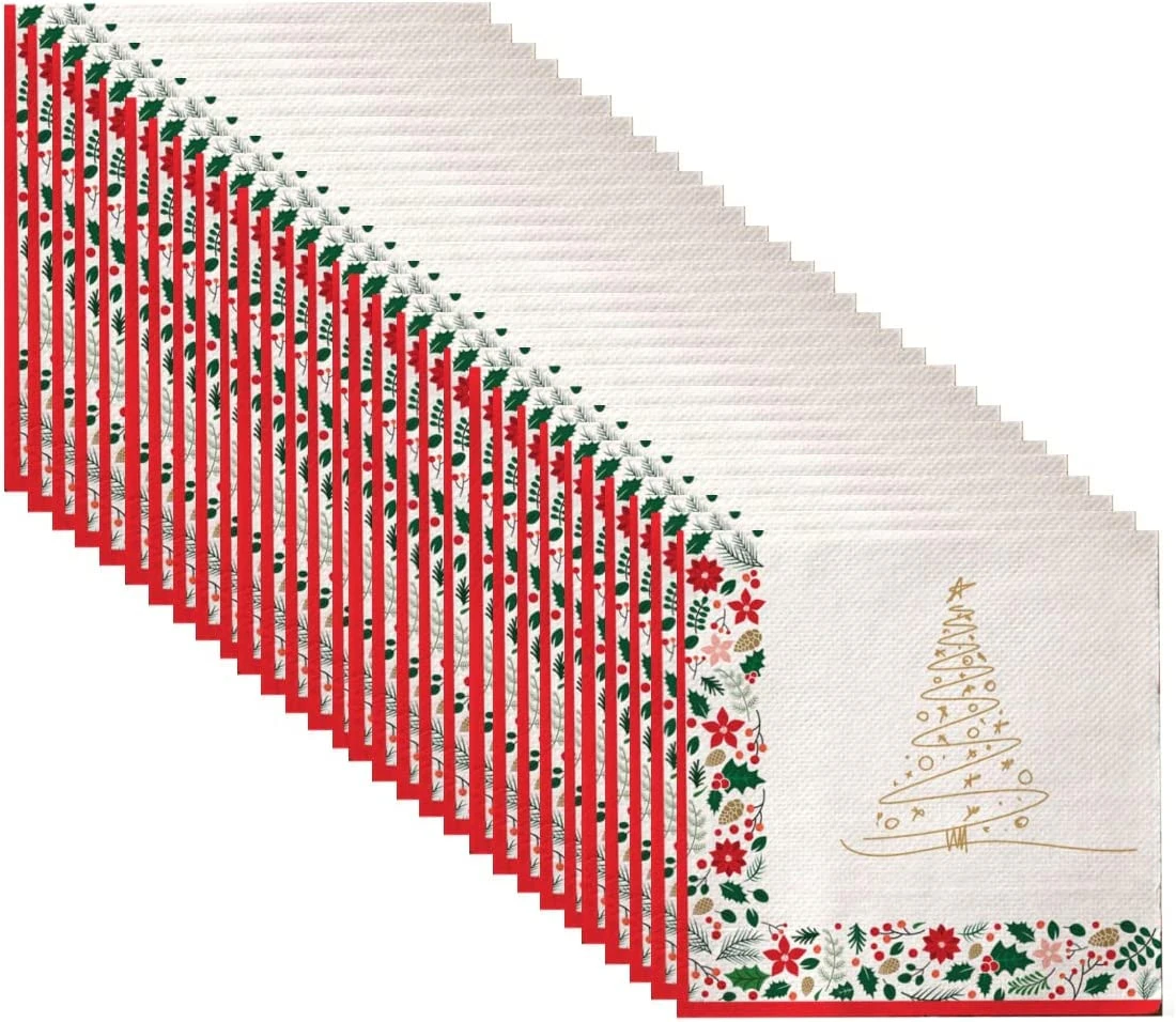 [6PK] Disposable Paper Napkins Enviro, Christmas Design, (30cm X 30cm)