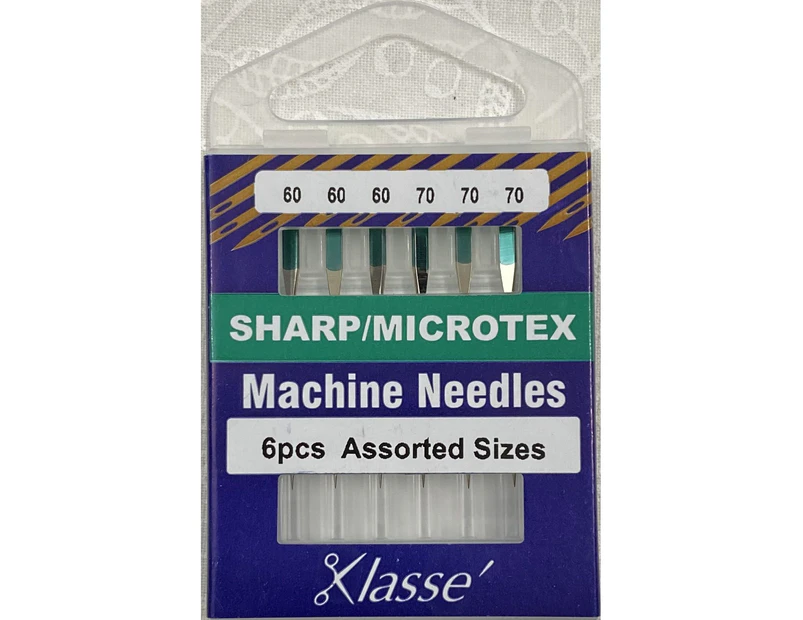 Klasse Sewing Machine Needles, SHARP / MICROTEK Assorted Mix, Pack of 6 Needles