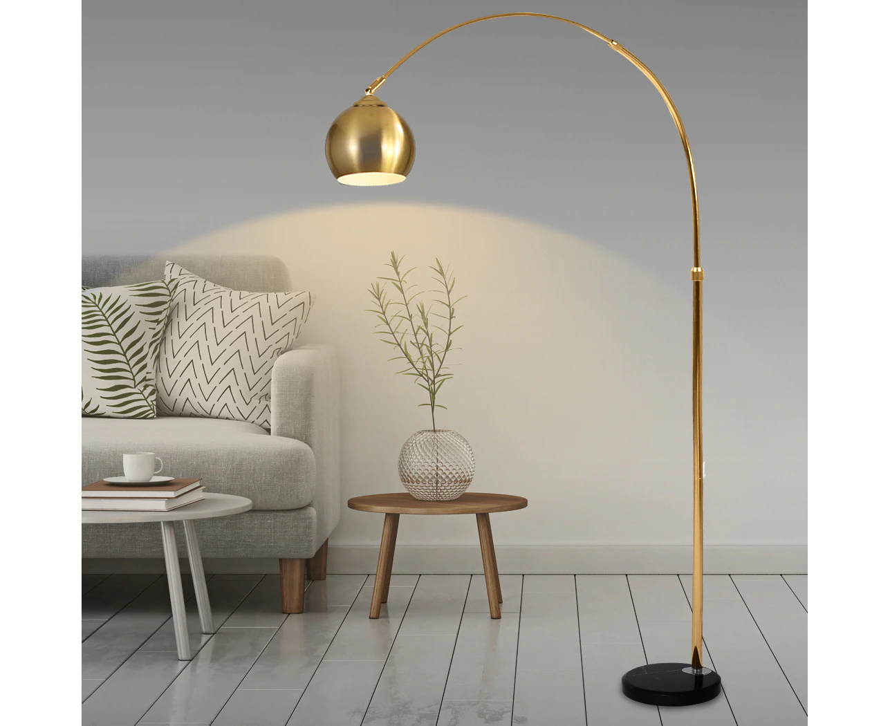 Emitto Modern LED Floor Lamp Stand Reading Light Adjustable Indoor Marble Base