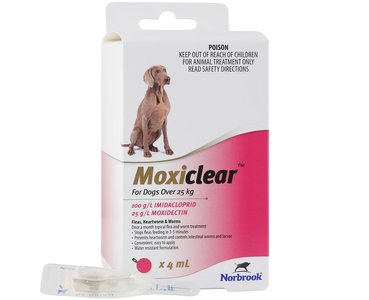 Moxiclear Fleas & Worms Treatment for Dogs Over 25kg Pink 3 Pack