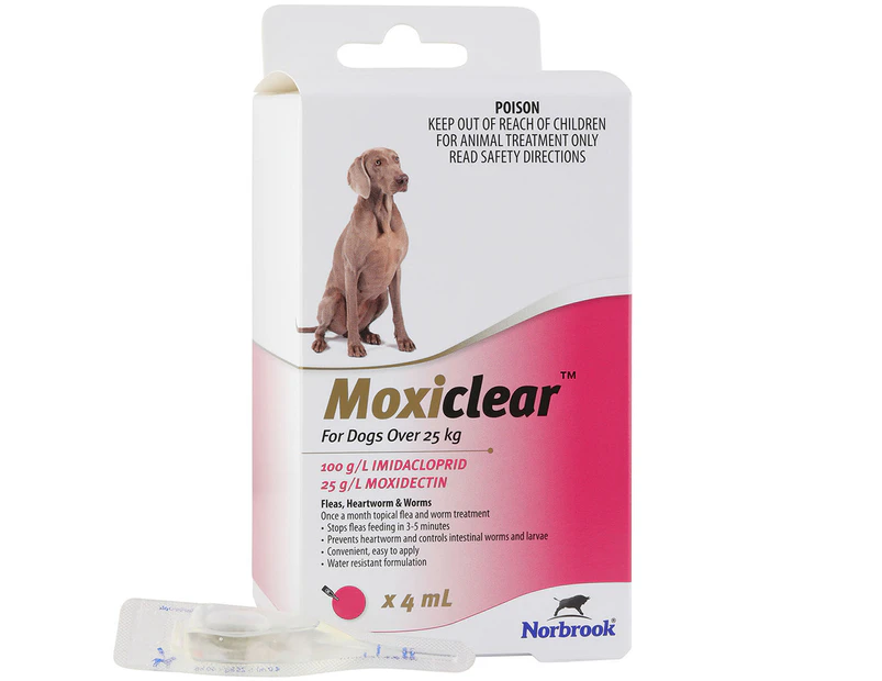 Moxiclear Fleas & Worms Treatment for Dogs Over 25kg Pink 3 Pack