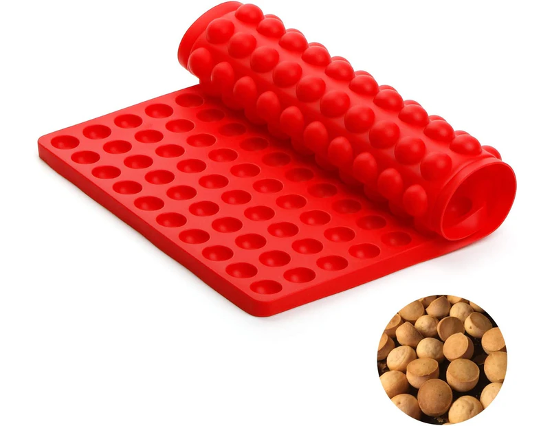 Small Ball Draining Cookout Grill Pad - RedSilicone Baking Mat - Silicone Mat With Knobs - 221 Baking Pan For Dog Biscuits
