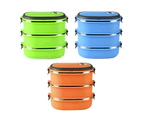 Oraway 1/2/3 Layer Rectangle Stainless Steel Thermal Lunch Box Food Storage Container - Dual Layer Green