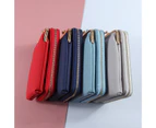 Women Fashion Faux Leather Long Wallet Diagonal Shoulder Bag Phone Zipper Clutch Dark Pink