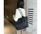 Women Tote Bag Single Shoulder with Zipper Portable Versatile Large Capacity Lady Handbag for Shopping Black