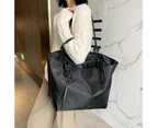 Women Tote Bag Single Shoulder with Zipper Portable Versatile Large Capacity Lady Handbag for Shopping Black