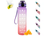 Motivational Water Bottle with Time Marker & Straw - BPA Free & Leakproof Frosted Portable Reusable Fitness Sport 1L Water Bottle for Men Women Kids Studen