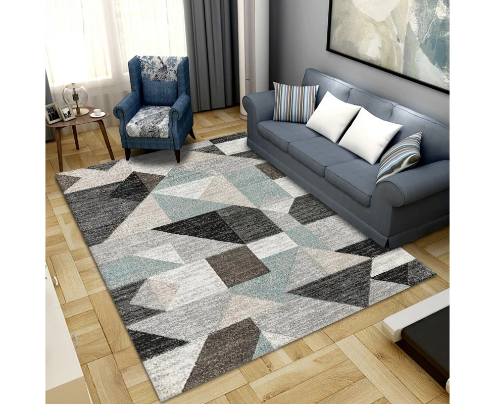 Modern Area Rug Carpet, Geometric Area Rugs Floor Carpet for Living Room, Contemporary Bedroom Tile Trellis Floorcover Indoor Carpet （100 x 200cm, FG-3951）