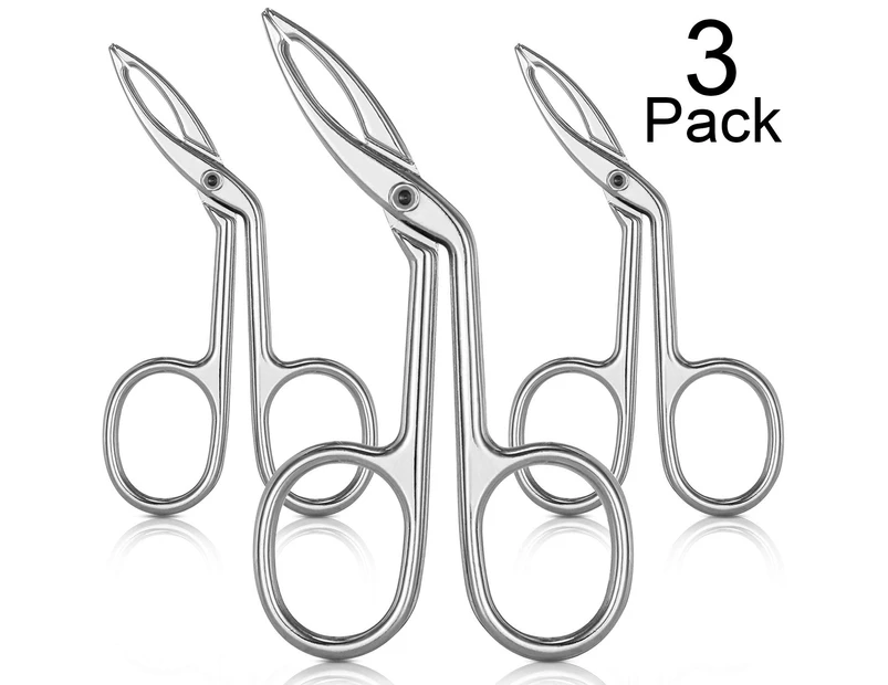3 Packs Eyebrow Tweezers, Scissors Shaped Eyebrow Straight Tip Tweezers Clip, Flat Tip Tweezers Hair Plucker-Silver Plated