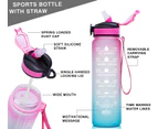 1L Leakproof  Drinking Water Bottle with Time Marker & Straw To Ensure You Drink Enough Water Throughout The Day for Fitness and Outdoor Enthusiasts