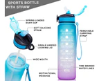 1L Leakproof  Drinking Water Bottle with Time Marker & Straw To Ensure You Drink Enough Water Throughout The Day for Fitness and Outdoor Enthusiasts